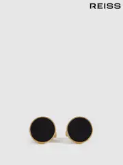 Reiss Gold Ardley Round Onyx Cufflinks (881414) | $120