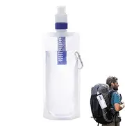 Collapsible Water Bottle With Filter,Collapsible Filtered Water Bottle - Water Purifying Bottle - Reusable Squeeze Water Filter Canteens Water Bag Bottle With Filter