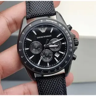 Emporio Armani 阿曼尼 賽車風格三眼計時皮錶 【 Watch On-line Store 】