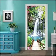 Door Stickers Door Sticker Landscape Waterfall Home Self-Adhesive Decoration Door Cover Wall Sticker Mural Porch Wallpaper(95x215cm)