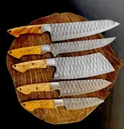 CUSTOM HANDMADE DAMASCUS STEEL CHEF KNIFE KITCHEN SET COMES WITH BAG