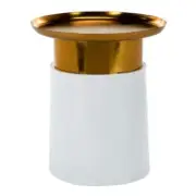 SAFAVIEH Side Table 16"x16"x17" White+Gold Round Metal Durable Heavy Duty Indoor
