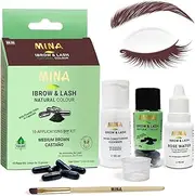 Mina ibrow & Lash Tint kit Medium Brown| Natural Spot coloring and Brow Tinting Kit Powder in Capsule, Water and Smudge Proof | Instant Brow dye, No Ammonia, No Lead, 10 applications Dye Kit