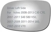 JZSUPER Side Mirror Glass fit for Volvo 2008-2013 C30 C70, 2007-2011 S40 S80 V50, 2007-2009 2011-2014 S60, 2007-2010 V70 Driver Side Replacement Flat Glass
