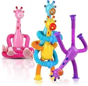 Pop Tubes Telescopic Suction Cup Giraffe Toys,Animal Fidget Toys Sensory Toys for Toddlers Kids with Autism Adults Anxiety Relief, Party Favors for Kids Goodie Bag Stuffers (4Pcs)