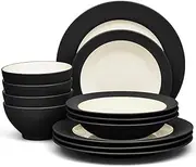 [Noritake] Colorwave Graphite 12-Piece Rim Dinnerware Set, Service for 4