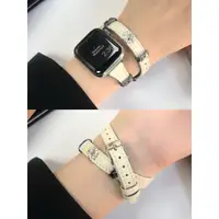 在飛比找蝦皮商城精選優惠-克羅心雙圈皮革錶帶 適用於 Apple Watch S9/8