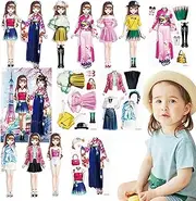Kids Sticker Book Toy | Magnet Game Dress up Puzzle Toys - Princess Dress-up Activity Book Reusable Fashion Design Dress Up Book for Arts and Crafts Set Znet-au