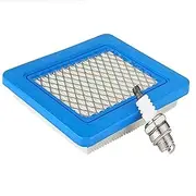 1 x Air Filter Spark Plugs for Briggs & Stratton Lawnmowers, Flat Air Filter Engines L7T Spark Plugs Engine Filter Replacement Parts Replaces 491588S 491588 399959 Wolf 2058411 Honda
