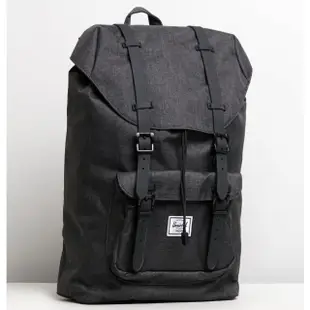 【Herschel】Little America 中型 黑混灰 筆電夾層 大容量 帆布 背包 後背包(磁扣 橡膠帶)