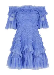 Needle & Thread Lana Ruffled Tulle Mini Dress - Blue - 4 (UK4 / Xxs) 4 (UK4 / XXS)