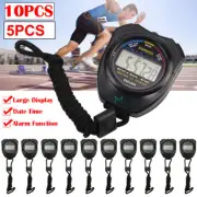 1/2/5/10x Stopwatch Digital LCD Sports Counter Timer Watch w/ Lanyard Stop Watch