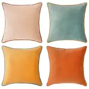 Decorative Throw Pillow Covers Cushion 18" x 18" (Pack of 4) Orange/Teal