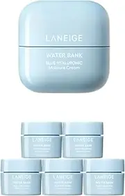 [1 + 5] Water Bank Blue Hyaluronic Moisture Cream Full Size 50ml with Cream 10ml x 5EA Travel Size Set for Normal To Dry skin. Korean Promotion Set for Laneige. (Total 100ml)