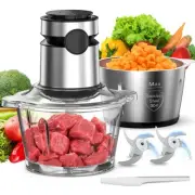 Electric Food Processor Chopper Meat Grinder - 8 Cup Veggie Chopper with 2 Bo...