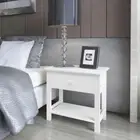 Bedside Table Nightstand Bedroom Cabinet Storage Wooden Telephone Stand White