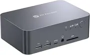 AV Access Docking Station KVM Switch Dual Monitor for Laptop & Desktop - USB-C Charge, Full Aluminum, KVM Switcher for 2 PCs with Ethernet, EDID, 4K@60Hz/2K@144Hz/1080P@240Hz, 3xUSB 3.0, Power Supply