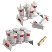 Aluminium Kulfi Moulds Set of 12 with 2 Stands Reusable Ice Cream Maker Popsicle