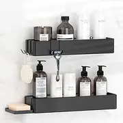 Gabeeriso Shower Caddy 40cm Large Capacity Rustproof,Bathroom Shelves,Bathroom Organization,Adhesive Shower Shelf and Storage with 4 Movable Hooks (40CM Extra Large with Soap Holder)