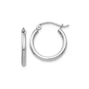 Finest Gold 2 x 17 mm 14K White Gold Lightweight Hoop Earrings, Pair