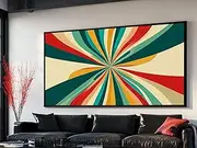 Large Mid Century Print Wall Art For Living Room Framed Art Mcm Modern Abstract Painting Geometric Wall Art