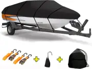 Heavy Duty 600D Polyester Oxford Trailerable Boat Cover Fits V-Hull - Tri-Hull -