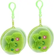 [Tofficu] 2pcs Plush Coin Purse Cute Earphone Storage Bag Keychain Wallet Mini Headphone Holder Change Purse Small Coin Pouch Animal Design For Kids Women