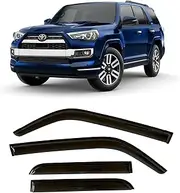 Smoke Tinted Tape-On Side Window Visor Deflectors Rain Guards Compatible with Toyota 4Runner 2010 - 2021 SR SR5 Trail Limited 2011 2012 2013 2014 2015 2016 2017 2018 2019 2020