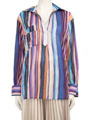 Striped See Through Blouse