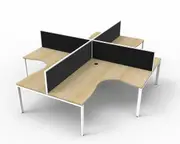 RAPIDLINE DELUXE PROFILE LEG CORNER WORKSTATION With Screen 4 Person W1800 x W1800 x D750 x H730mm (per user) Natural Oak Top White Quad Frame