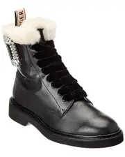 Roger Vivier Logo Plaque Leather Boot 36 Black