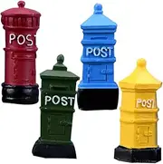 4pcs Boxes The Office Desk Decor Cake Decorations Resin Mailbox Decoration Desk Decorations Cake Decorating Table Top Decor Mini Mailbox Model Statue Cartoon Birthday Present