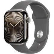 Apple Watch Series 10 42mm Natural Titanium Case GPS + Cellular Sport Band (S/M)[Stone Grey]