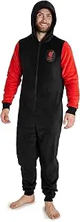 [Liverpool FC] Liverpool F.C. Mens Pyjamas, Fleece Mens Onesies, FootballTeens (M, Black)
