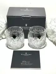 2 NEW WATERFORD CRYSTAL SEAHORSE DOUBLE OLD FASHIONED TUMBLER GLASSES ~ IN BOX