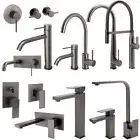 KYLINS Gun Metal Grey Tall Basin Mixer Pull Out Kitchen Sink Tap Laundry Faucet