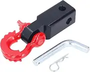 Shackles 2in Universal Shackle Hitch Hook Receiver High Strength Steel Tow Hitch Receiver for Cars Trucks Jeeps Tow Rope(Red)