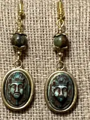40% Off ANT.NEIGER CZECH GLASS PHARAOH /AFRICAN TURQUOISE EARRINGS*.g