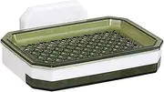 Wall Mounted Double Layer Soap Dish Punch-Free Drawer Draining Holder Kitchen Storage Box Bathroom Organizer Rack Shelves(Green Single Layer)