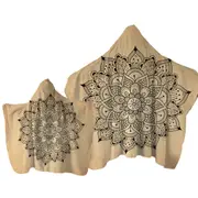 Black Mandala over Light Tan Towel with Hood