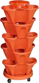 Provecta 5 Tier Vertical Garden Stacking Planter 37 cm Width Mobile Tray with Wheels
