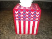 ONE TISSUE BOX COVER - COUNTRY CELEBRATION (b) - Plastic Canvas