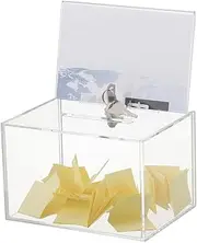 Acrylic Donation Box with Lock and Keys, Transparent Ballot Box Tip Jar Suggestion Box with Slot for Fundraising, Voting, Charity, Raffle Game