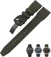 [KAVJU] 20mm 21mm 22mm Nylon Fiber Leather Watchband Fit for IWC IW377729 IW389001 Big Pilot Watch Green Blue Black Watch Strap