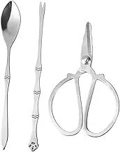 OKUMEYR Complete Stainless Steel Crab Set Scissors Fork Spoon Safe Storage Bag for Seafood Meals