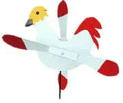 Amish Crafted Whirlybird Whirligig Garden Stake Wind Spinner - White Rooster