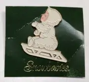 Vintage Department 56 Snowbabies Pin Snow Baby Sledding - Sled