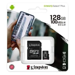 【Kingston 金士頓】128GB 100MB/s microSDXC UHS-I U1 A1 V10 記憶卡(SDCS2/128GB 平輸)