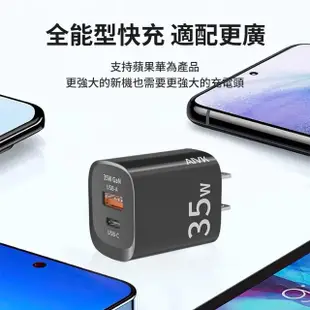 【AIVK】35W GaN氮化鎵 雙孔充電器 USB-A/Type-C 旅行充電器 PD快充 充電頭(支援筆電/iPhone/三星)