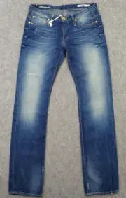 Commonwealth Jeans Womens 27 Blue Denim Slim Straight Mid Rise Zip Fly New